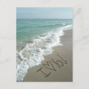 I Love You, Sand Writing on the Beach Post card