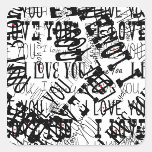 I LOVE YOU scramble Typography Valentines Sticker
