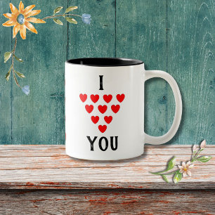 "I love you" script with hearts Valentine's Day  Two-Tone Coffee Mug