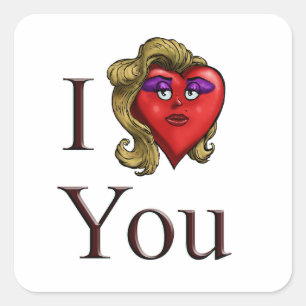 I Love You She Heart Square Sticker