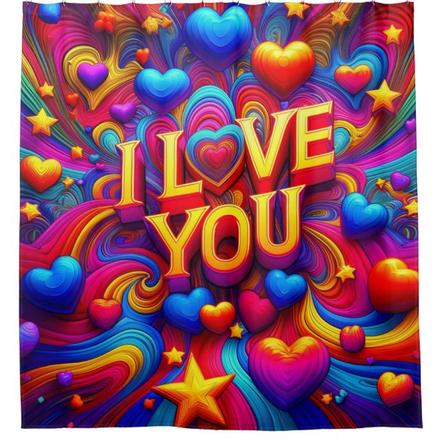 I Love You Shower Curtain (Front)
