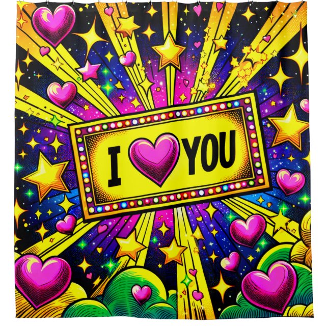 I Love You Shower Curtain (Front)