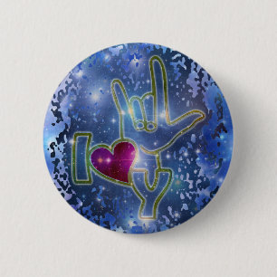 I LOVE YOU / sign language 6 Cm Round Badge