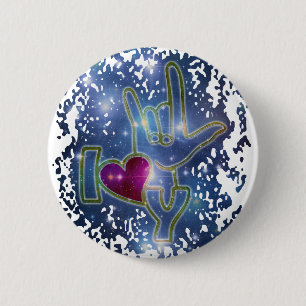 I LOVE YOU / sign language 6 Cm Round Badge