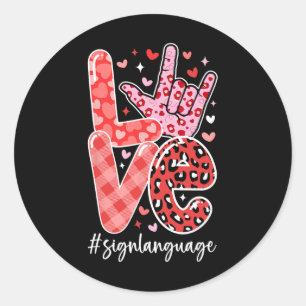 I Love You Sign Language Asl Valentine's Day Deaf Classic Round Sticker
