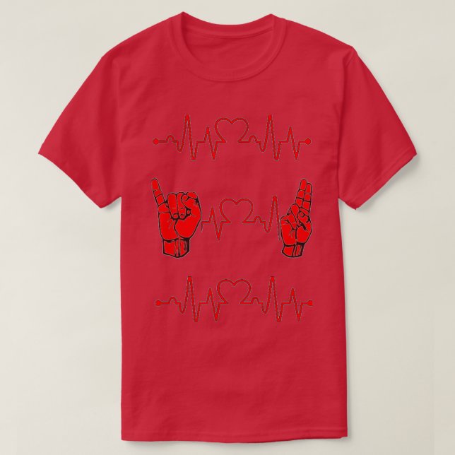 I love you sign language ASLRed Color T-Shirt (Design Front)