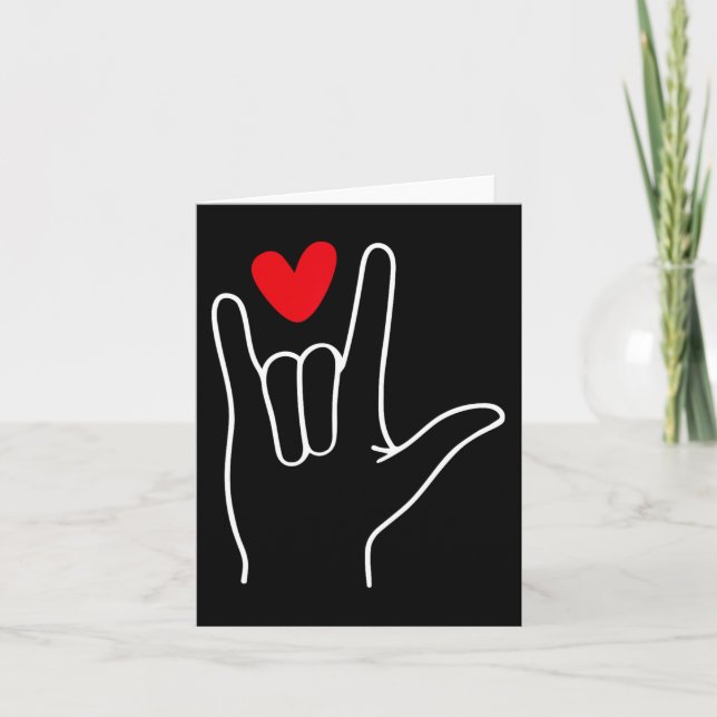 I Love You Sign Language Cute Happy Valentine’s Da Card (Front)