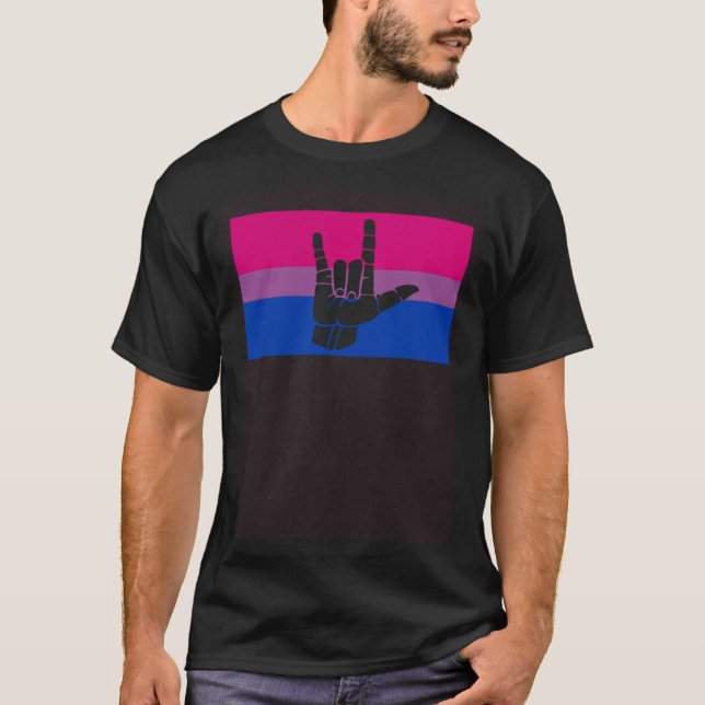 I Love You Sign Language Gay Bisexual Pride Flag Q T-Shirt (Front)