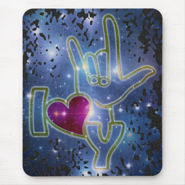 I LOVE YOU / sign language Mouse Mat (Front)