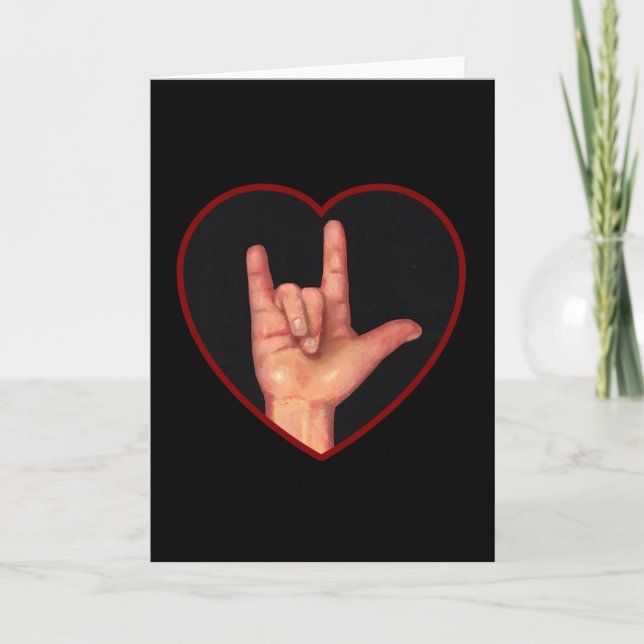 I LOVE YOU SIGN LANGUAGE ON BLACK CARD (Front)