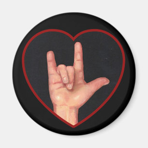 I LOVE YOU SIGN LANGUAGE ON BLACK MAGNET