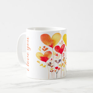 "I LOVE YOU" SIMPLE CLASSIC BOHO HEART PETALS COFFEE MUG