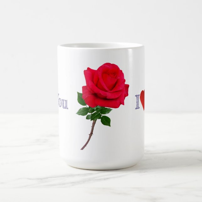 I Love You Single Red Rose  Coffee Mug (Center)