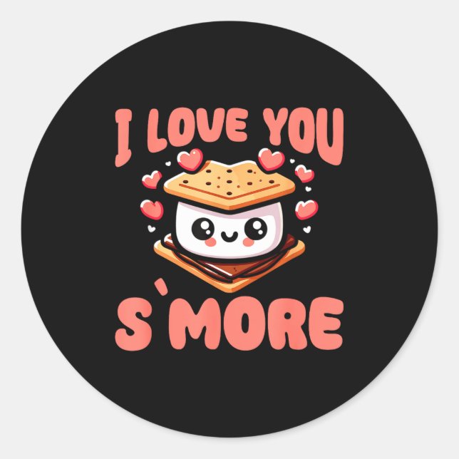 I Love You S'more Kawaii Marshmallow  Classic Round Sticker (Front)