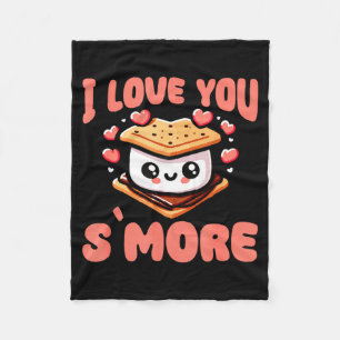 I Love You S'more Kawaii Marshmallow  Fleece Blanket