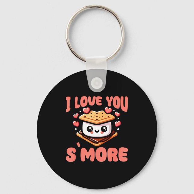 I Love You S'more Kawaii Marshmallow  Key Ring (Front)