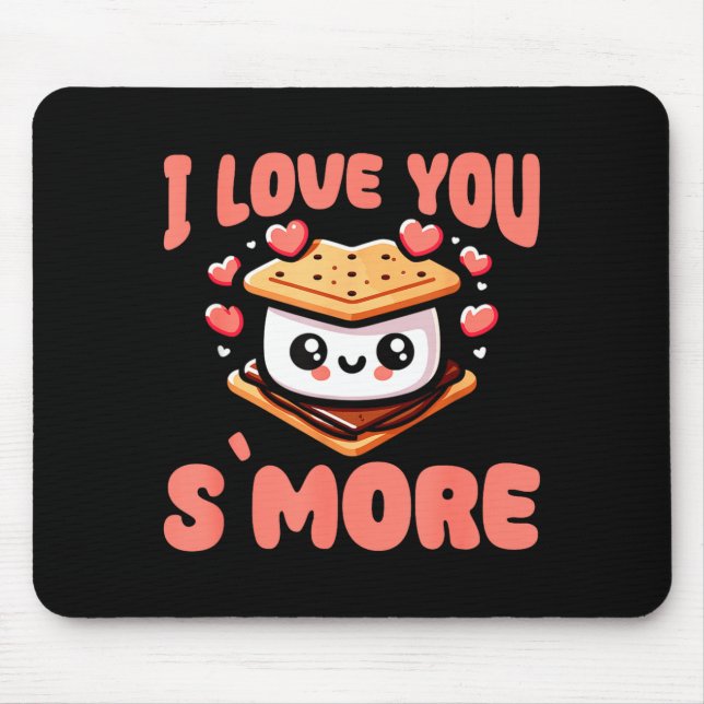 I Love You S'more Kawaii Marshmallow  Mouse Mat (Front)