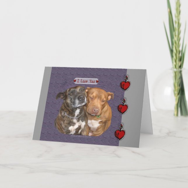 I Love You Snuggling Staffys Card (Front)