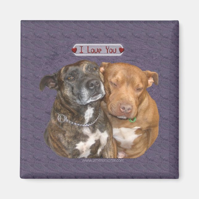 I Love You Snuggling Staffys Magnet (Front)