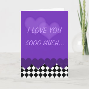 I love you so much purple with checks and hearts card