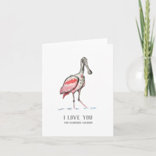 I Love You Spoonbill Folded Note Card