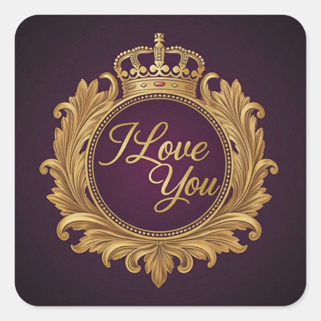 I Love You  Square Sticker (Front)