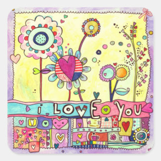 I Love You Square Sticker