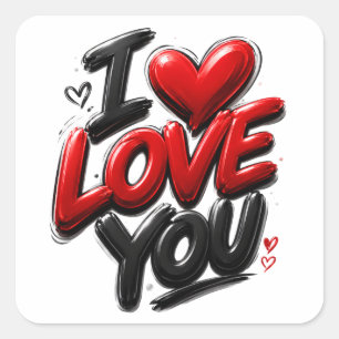I Love You Square Sticker