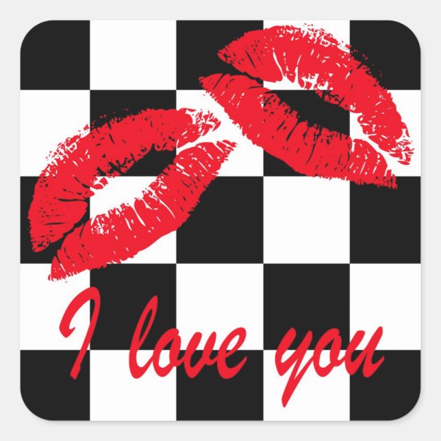 I love you square sticker (Front)