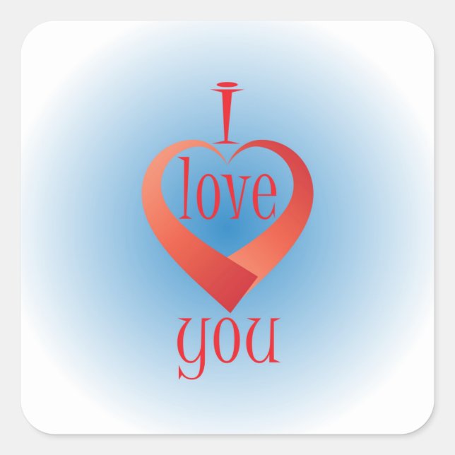 I love you square sticker (Front)