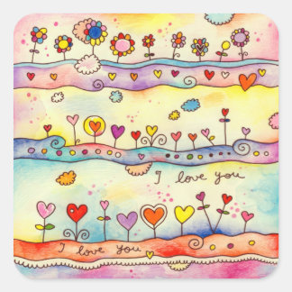 I Love You Square Sticker