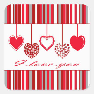 I love you square sticker
