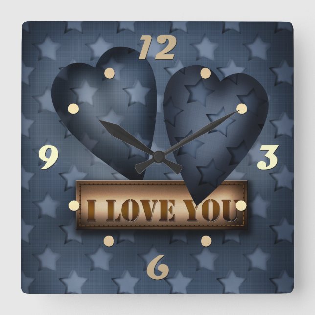 I love you square wall clock (Front)