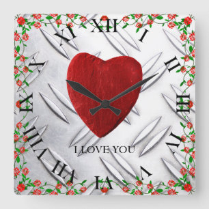I love you square wall clock