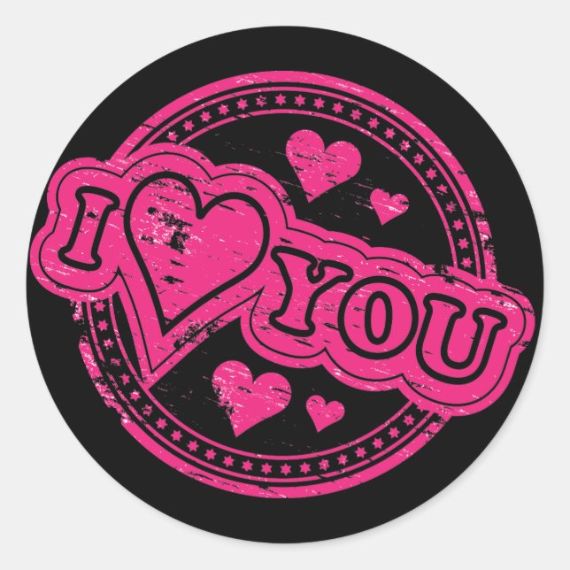 I Love You Stamp Classic Round Sticker (Front)