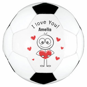 I Love You Stick Figure Cute Hearts Football