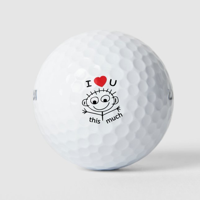I Love You Stick Figure Golf Balls (Front)