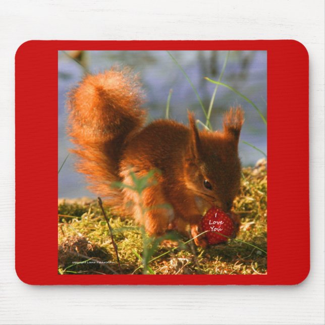 I Love You Strawberry Mouse Mat (Front)
