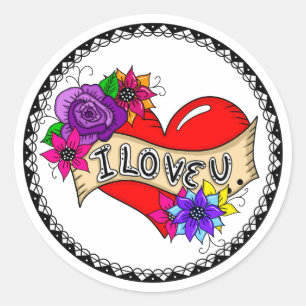 I Love You   Street Art Graffiti Urban Heart   Classic Round Sticker