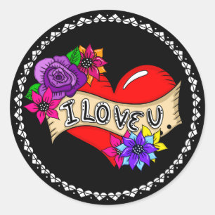 I Love You Street Art Graffiti Urban Heart Classic Round Sticker