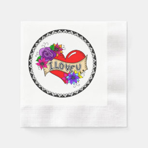 I Love You Street Art Graffiti Urban Heart Napkin