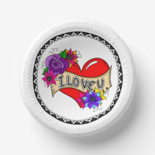 I Love You Street Art Graffiti Urban Heart Paper Plate