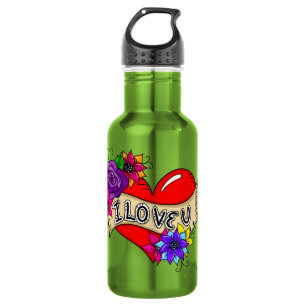 I Love You   Street Art Urban Heart   532 Ml Water Bottle