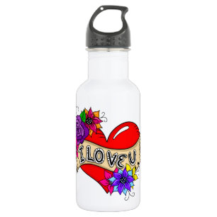 I Love You   Street Art Urban Heart    532 Ml Water Bottle