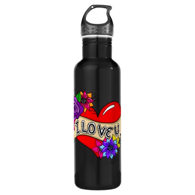 I Love You | Street Art Urban Heart    710 Ml Water Bottle (Front)