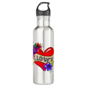 I Love You   Street Art Urban Heart    710 Ml Water Bottle