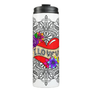 I Love You   Street Art Urban Heart Dragonflies Thermal Tumbler