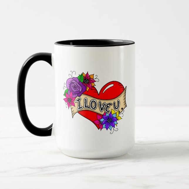 I Love You | Street Art Urban Heart  Personalised  Mug (Left)