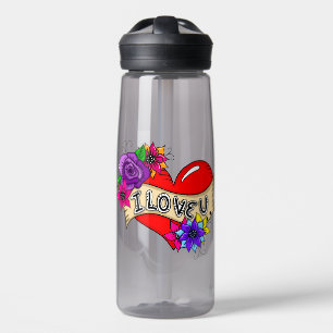 I Love You   Street Art Urban Heart Water Bottle