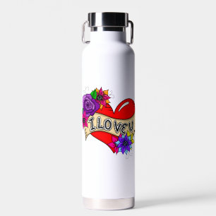 I Love You   Street Art Urban Heart Water Bottle